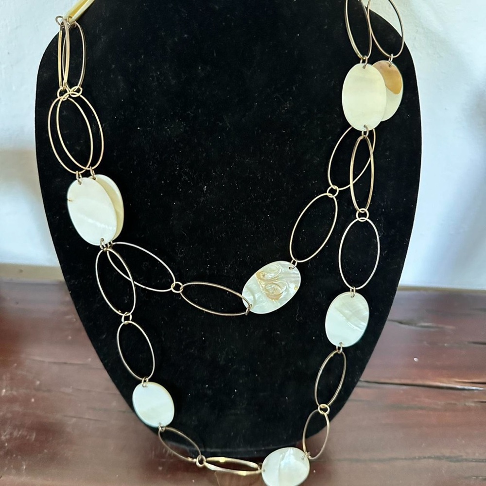 Vintage Mother of Pearl and Gold Necklace / Belt